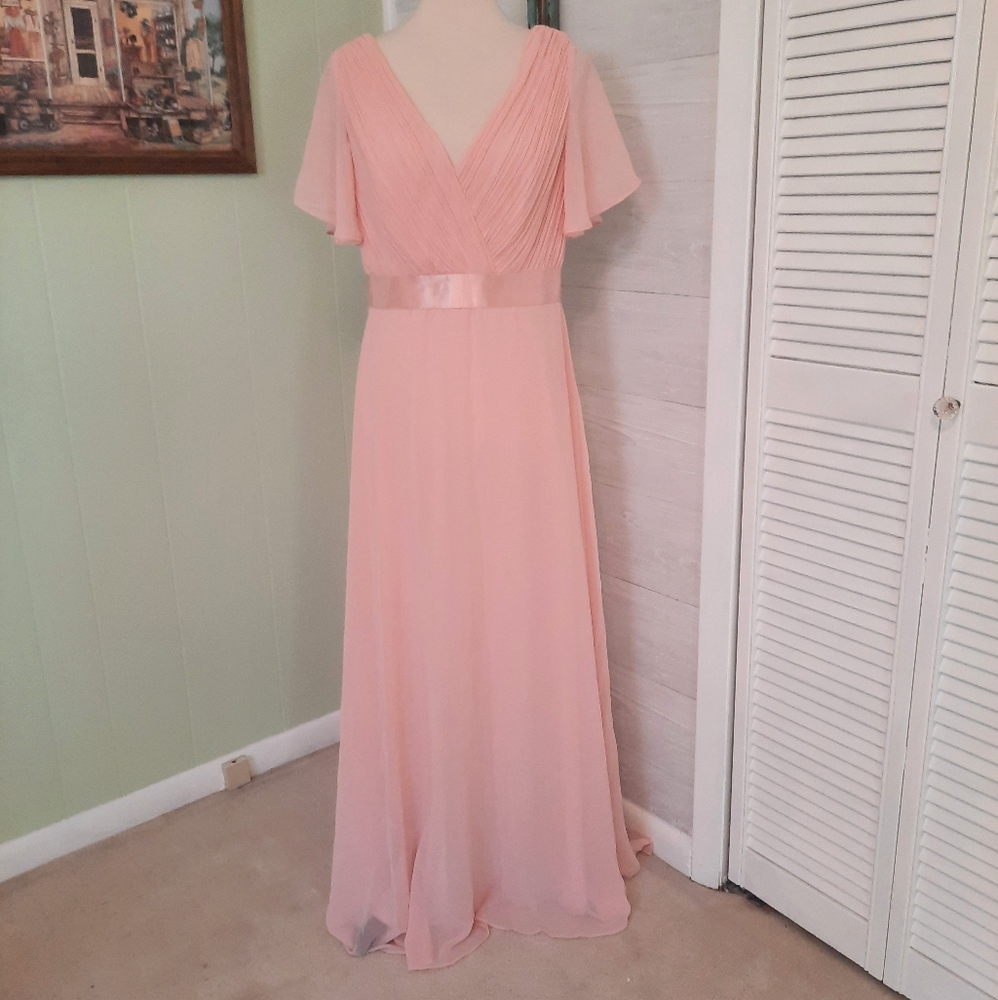 Blush chiffon aline evening gown dress sz 12 NWT *U - Picture 3 of 7